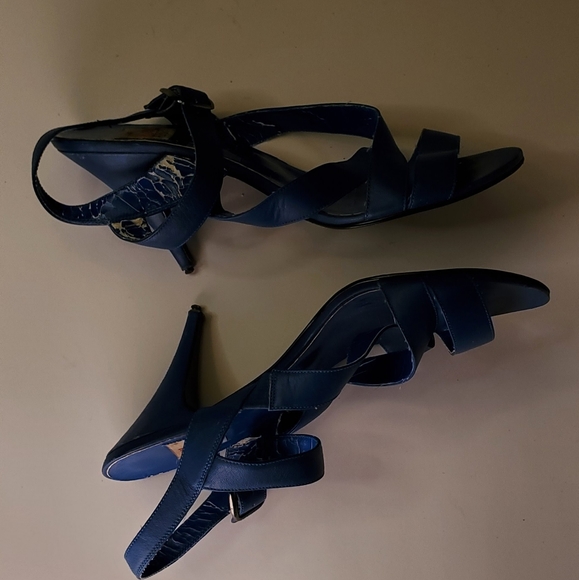 Vintage 70s Marc Alpert Blue Strappy Open Toe Disco Stiletto - Picture 5 of 14